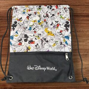 Disney Walt Disney World Mickey Minnie Donald Duck Comic Drawstring Bag Backpack